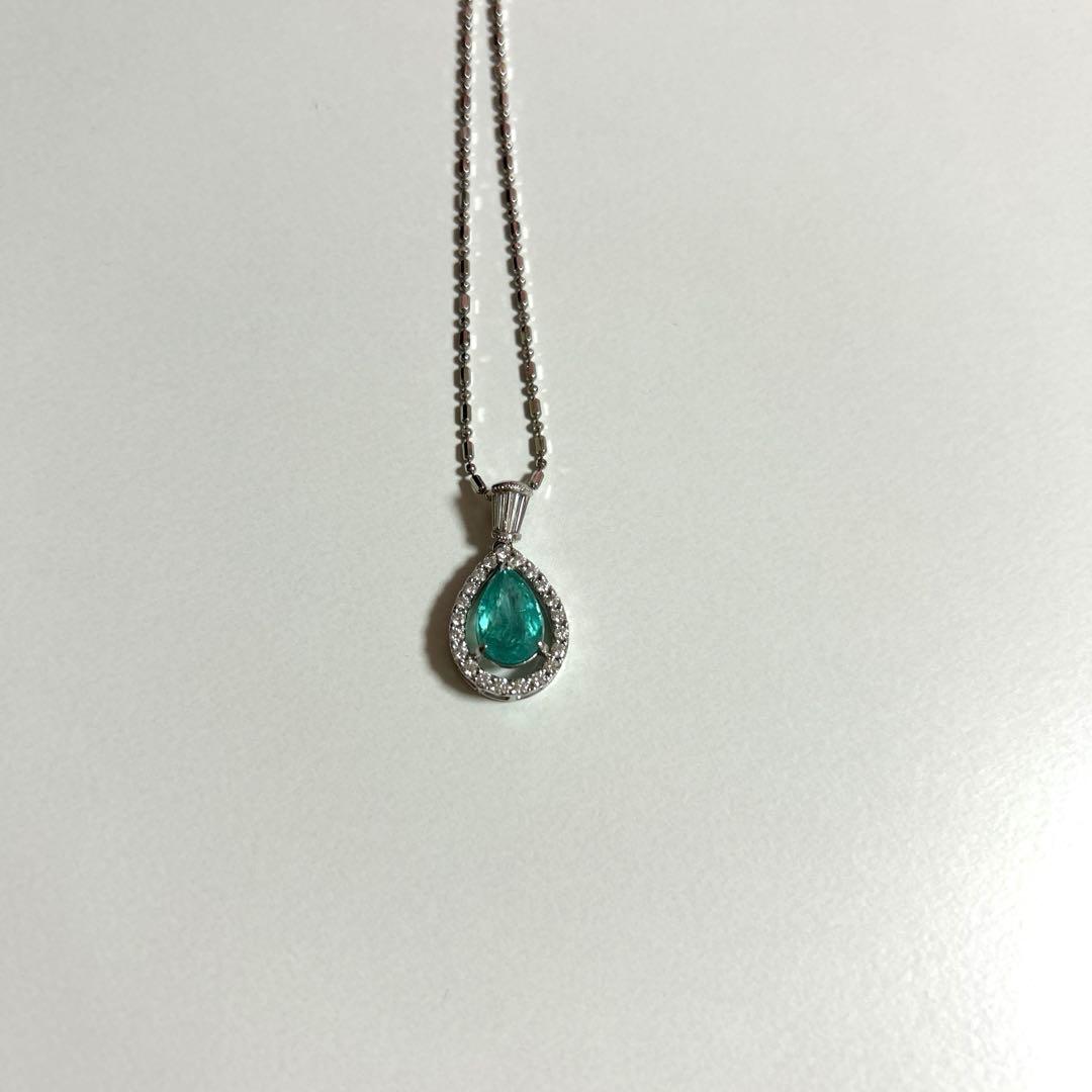 【さらにお値下げ中】Pt.850 天然石パライバトルマリンネックレス【鑑別書】