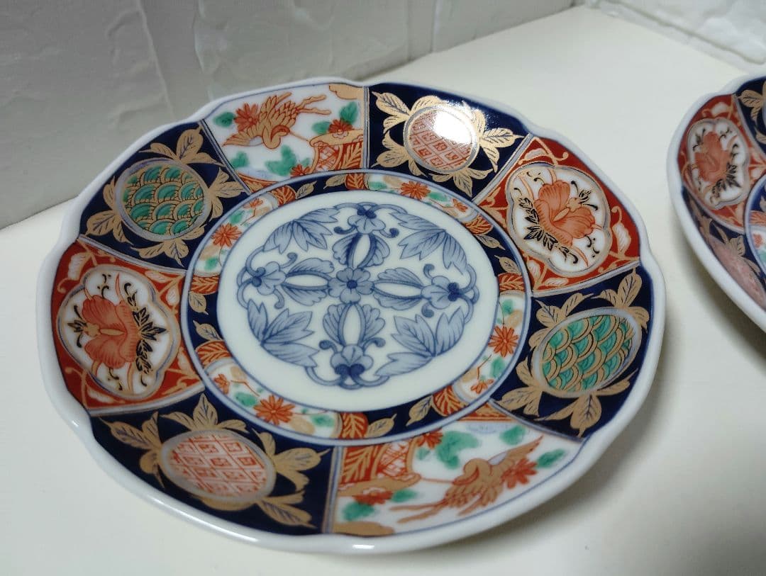 有田焼　龍峰窯　林斎　極美品　金彩古伊万里　染錦花鳥文様　小皿　10枚