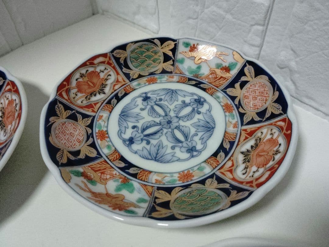 有田焼　龍峰窯　林斎　極美品　金彩古伊万里　染錦花鳥文様　小皿　10枚