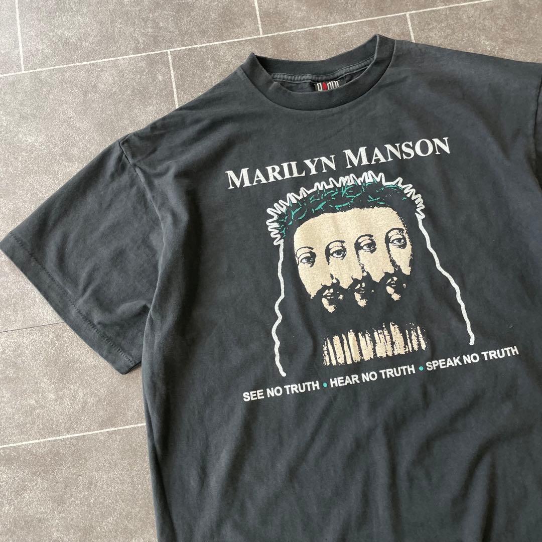 Marilyn Manson Believe Tシャツ 褪黒 XL