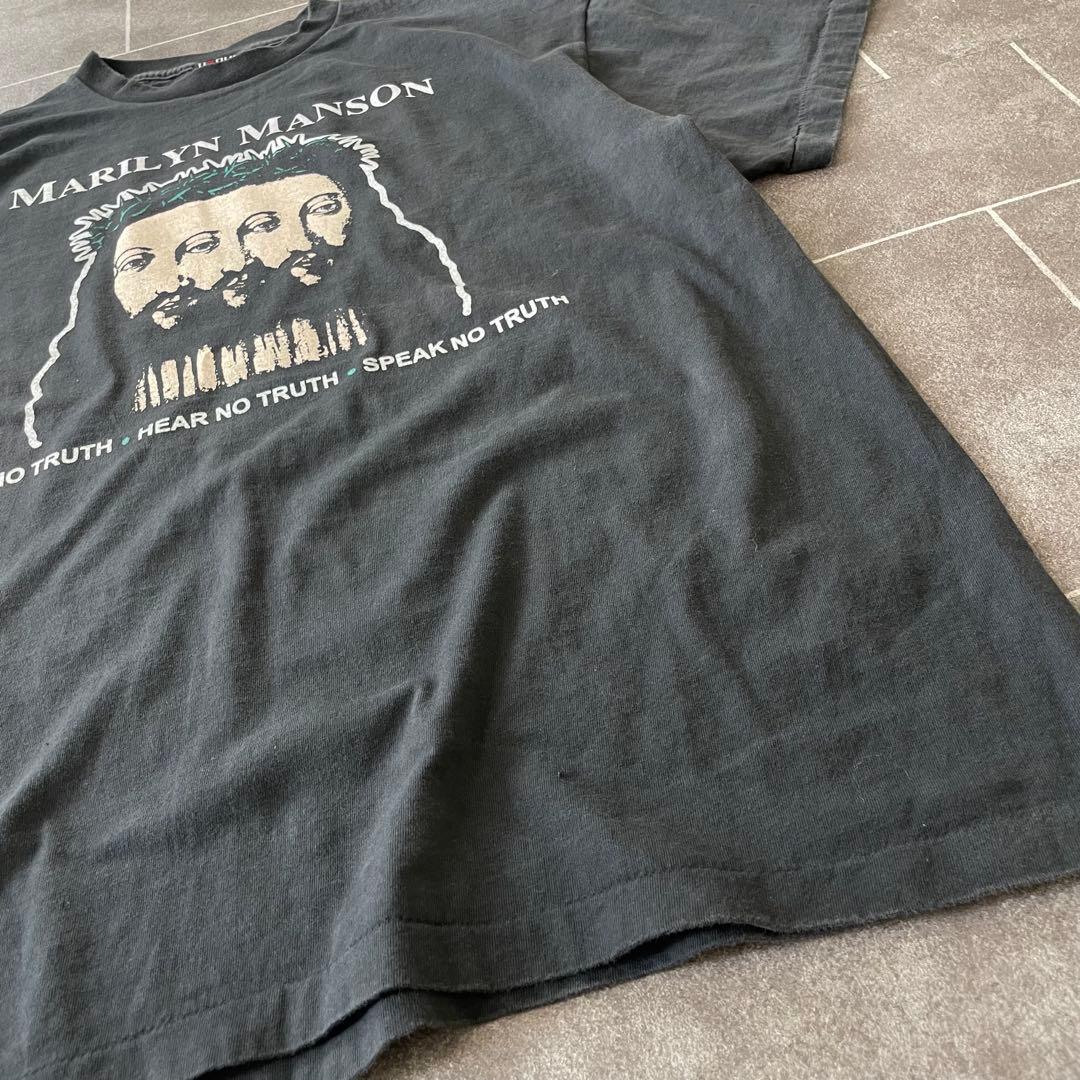 Marilyn Manson Believe Tシャツ 褪黒 XL