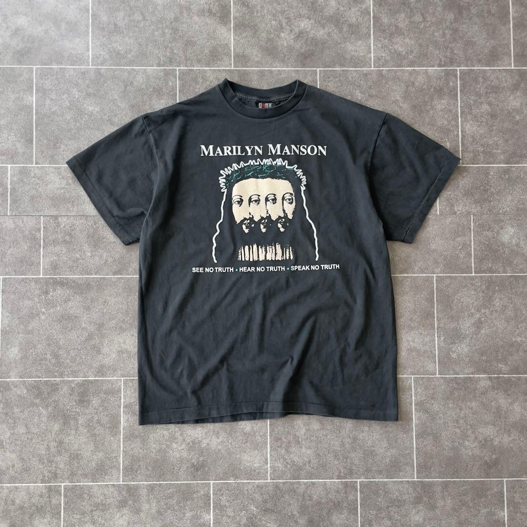 Marilyn Manson Believe Tシャツ 褪黒 XL