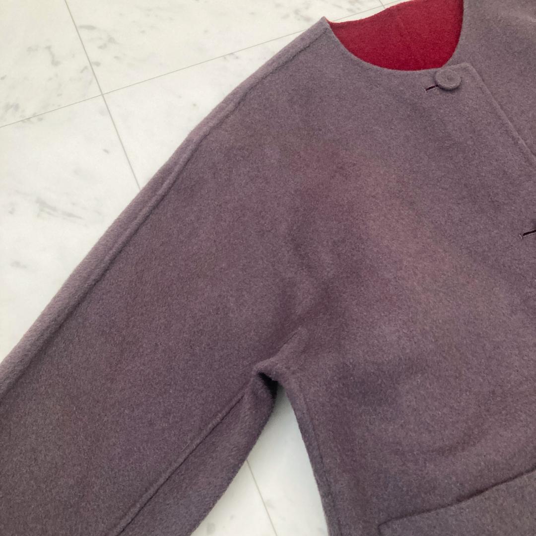 ダーマコレクション　ノーカラーウールジャケット　S~Mサイズ　リバーシブル