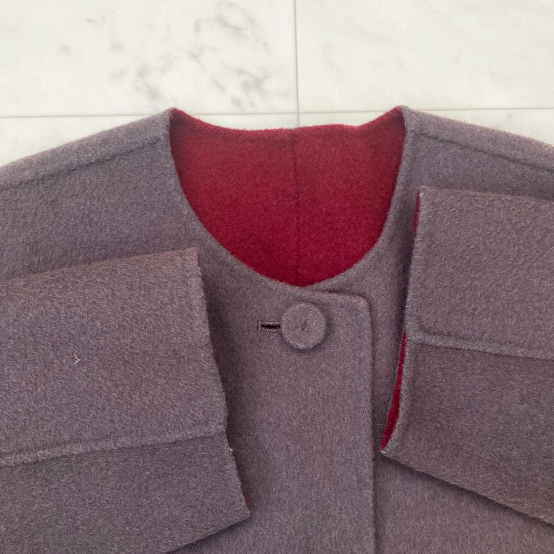 ダーマコレクション　ノーカラーウールジャケット　S~Mサイズ　リバーシブル