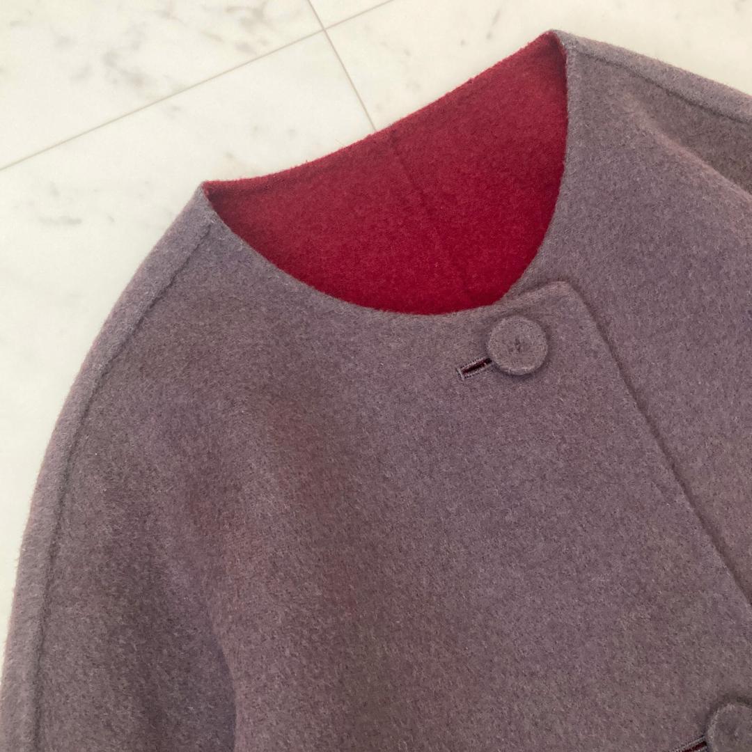 ダーマコレクション　ノーカラーウールジャケット　S~Mサイズ　リバーシブル