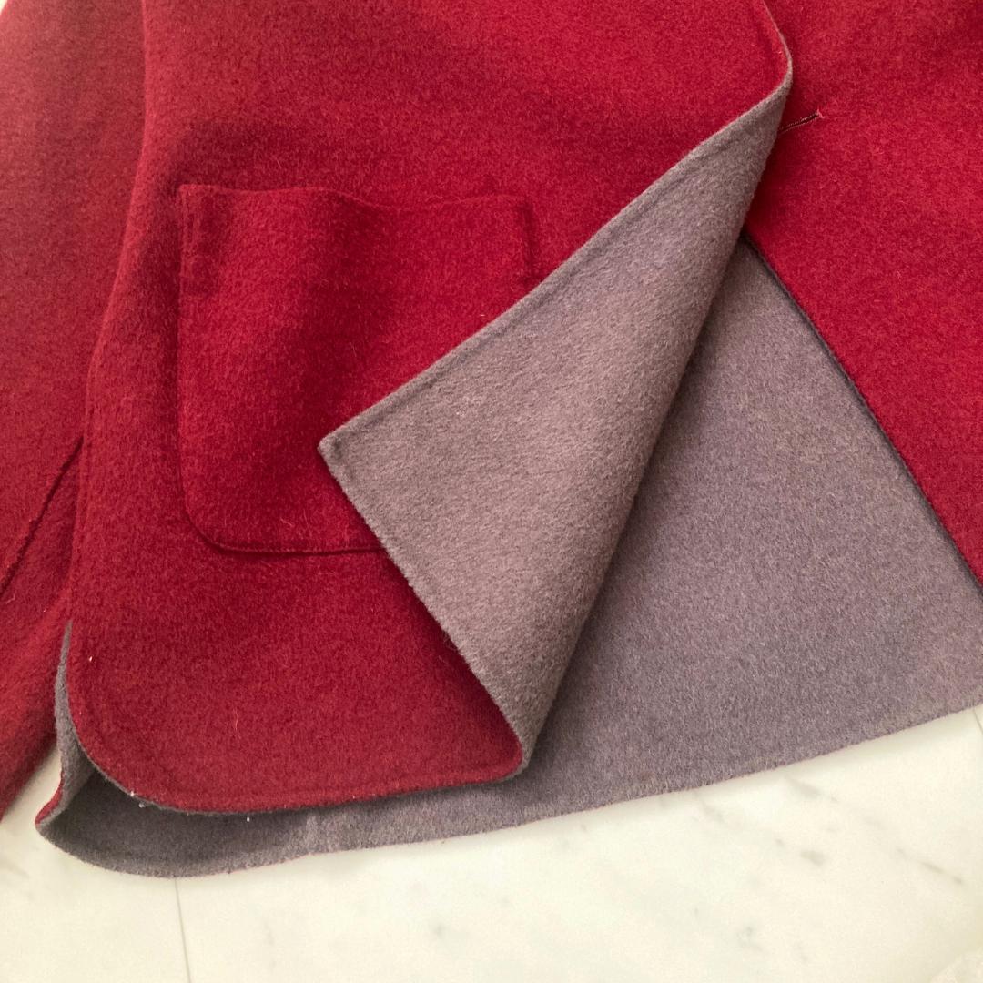 ダーマコレクション　ノーカラーウールジャケット　S~Mサイズ　リバーシブル