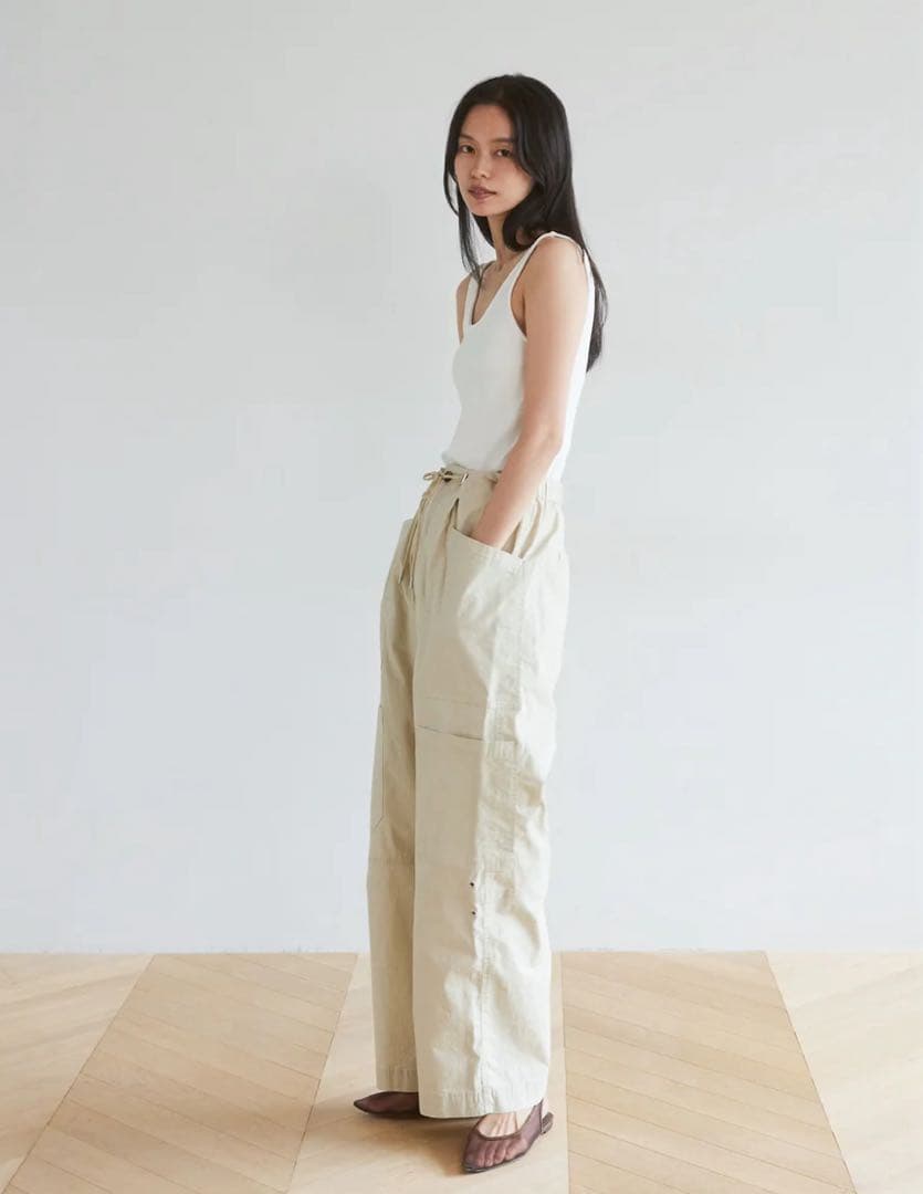シールームリン　ポケットワークwashボリュームパンツ　サンドベージュ