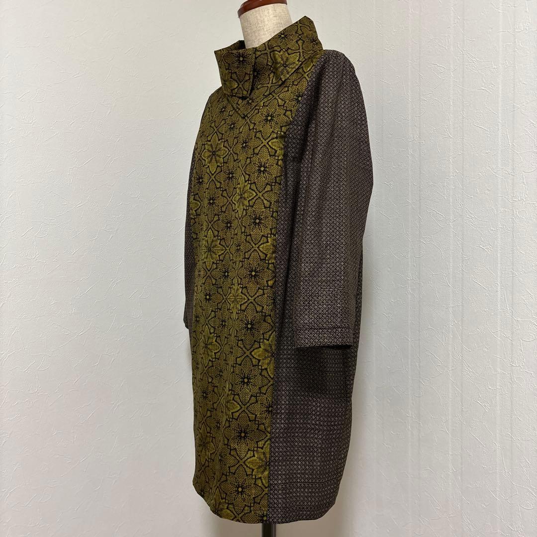 着物リメイク　11号サイズ　本場大島紬２種ロールカラー風チュニック