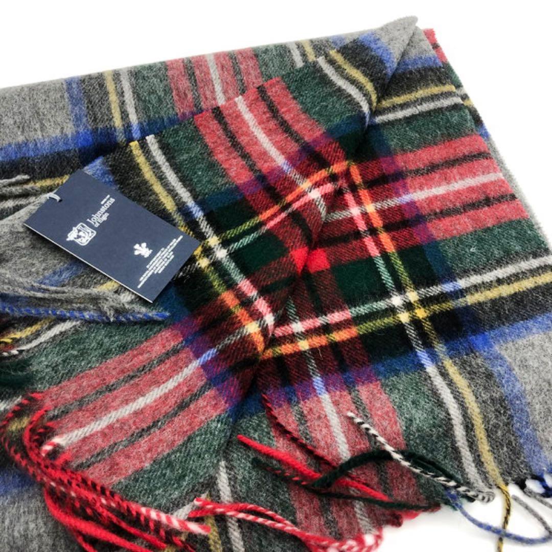 ジョンストンズ　中判　マフラー　スカーフ　グレースチュワート　タータンチェック