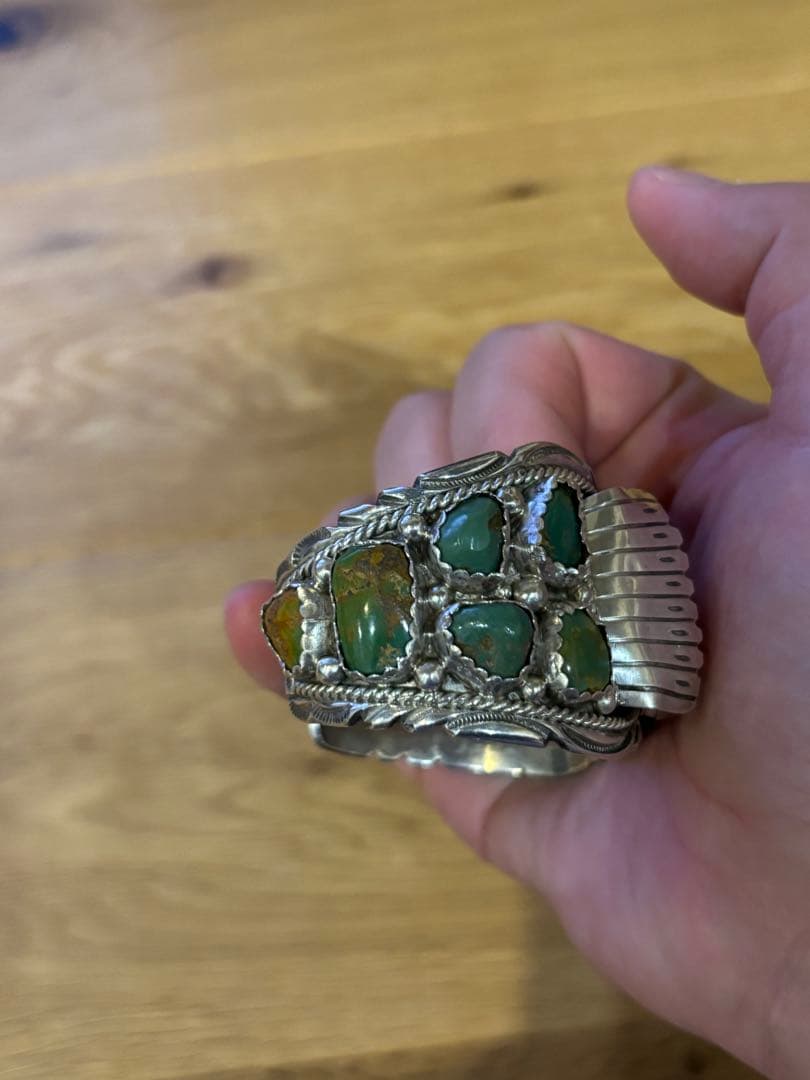 スターリングシルバー バングル　時計 ナバホ族　ターコイズ