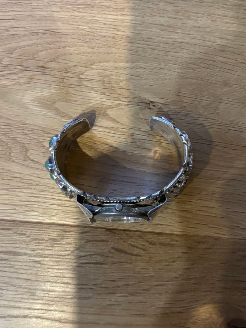 スターリングシルバー バングル　時計 ナバホ族　ターコイズ