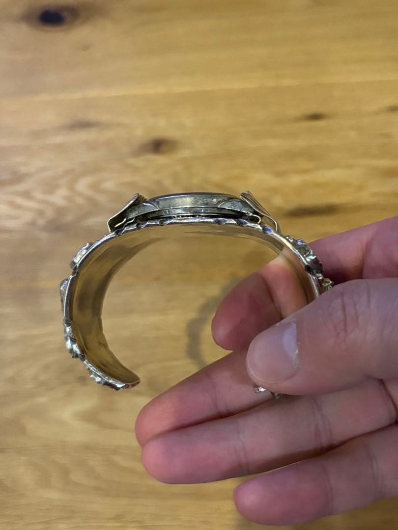 スターリングシルバー バングル　時計 ナバホ族　ターコイズ