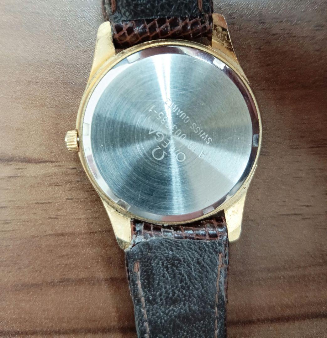 稼働　OMEGA クオーツ時計　ユニセックス ゴールド　ベルト社外品