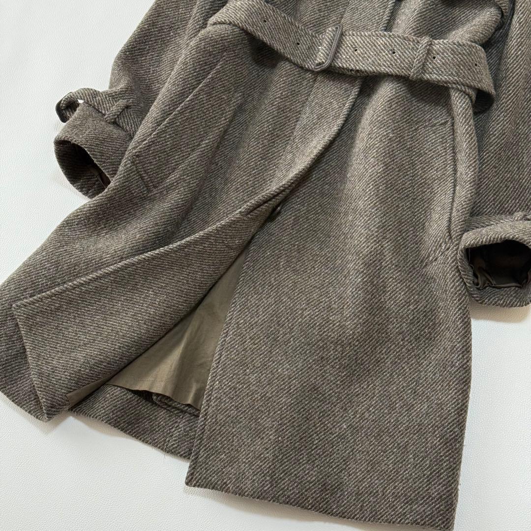 極美品✨ マーガレットハウエル　ヘリンボーン　上質ウールコート　ミドル丈　ベルト