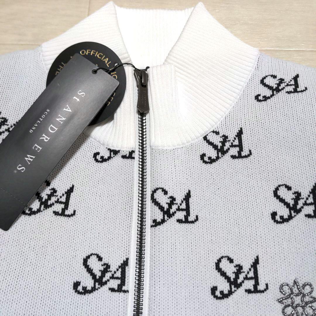 再再再値下新品セントアンドリュース　ニットジャケットМ白定価22000円秋冬