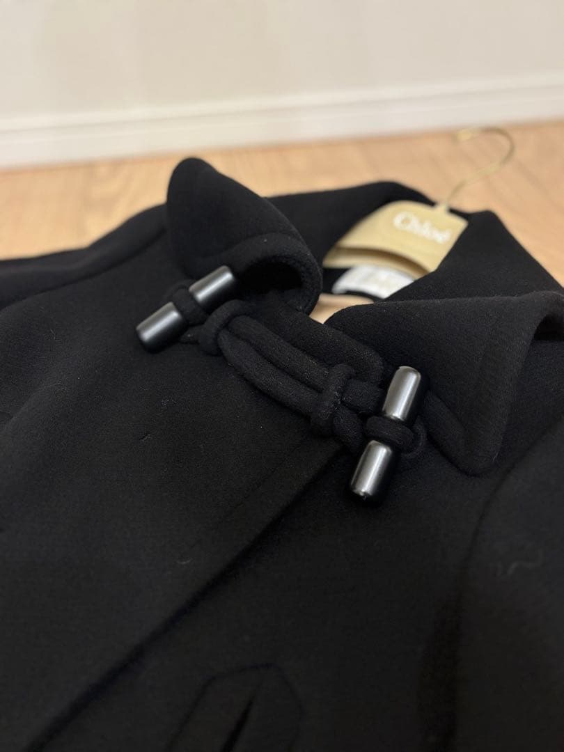 Chloé クロエ ♪ 黒 ロングコート ウール ハンガー付き