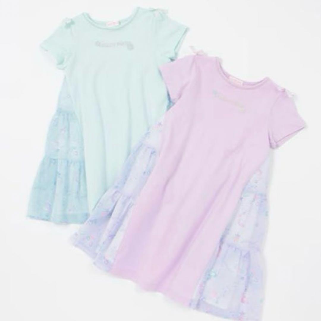 メゾピアノ シェル柄　切替カットワンピース　130