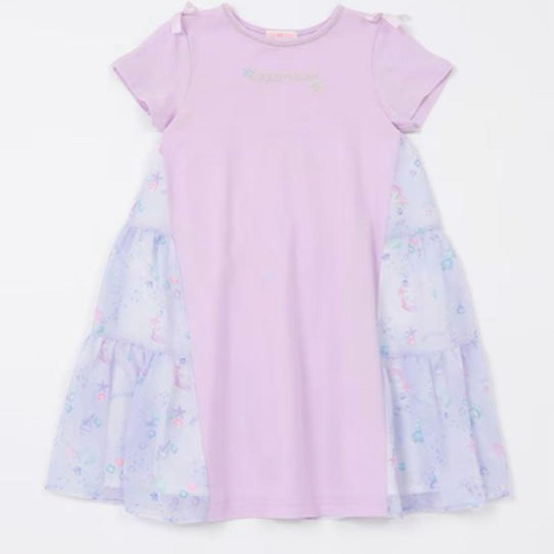 メゾピアノ シェル柄　切替カットワンピース　130