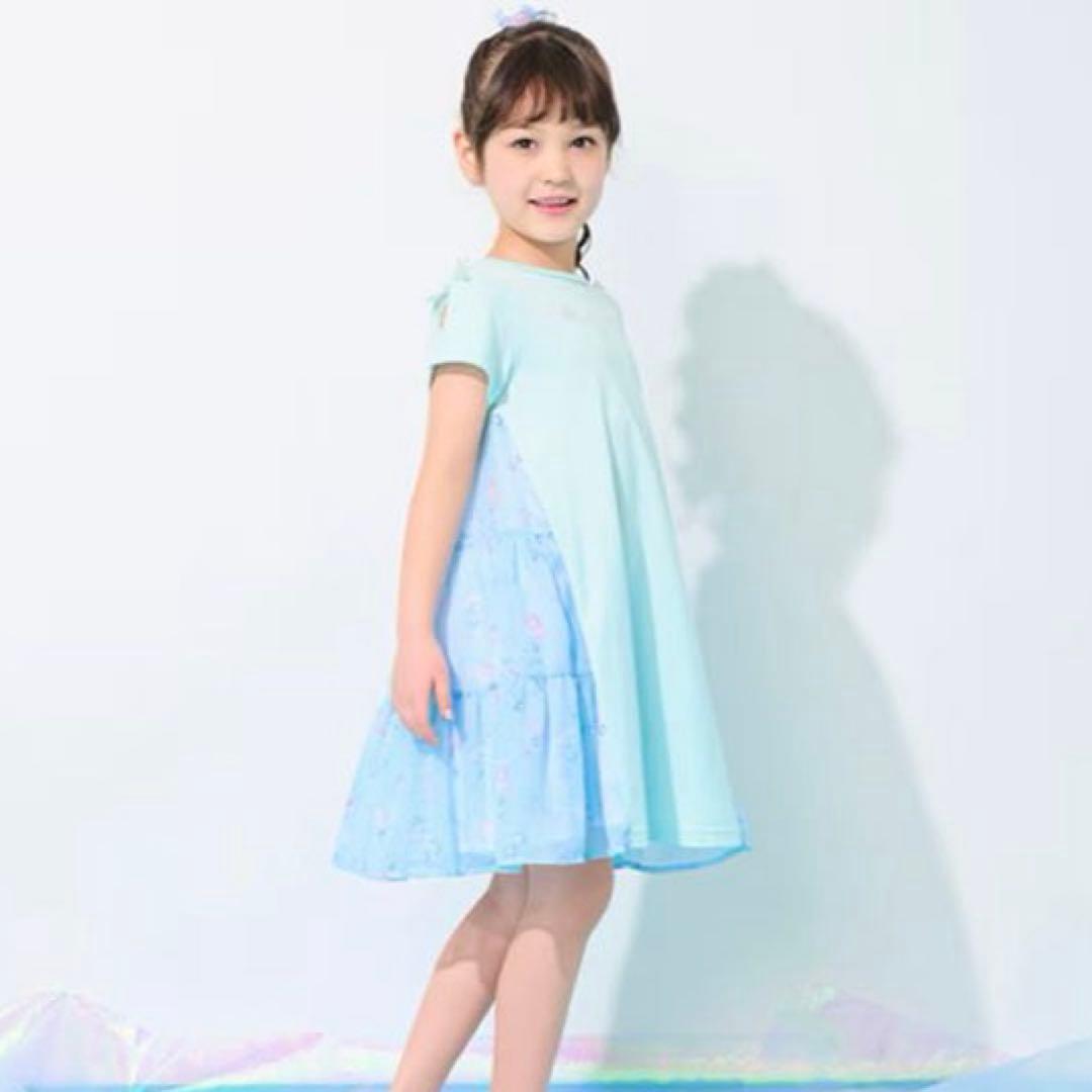 メゾピアノ シェル柄　切替カットワンピース　130