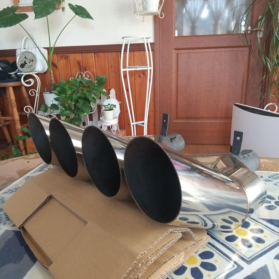 ワンオフ マフラーカッター 4本 出し ハネアゲ ステンレス