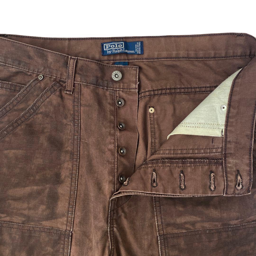 90s USA製 Polo ラルフローレン ヴィンテージ加工 ワークパンツ