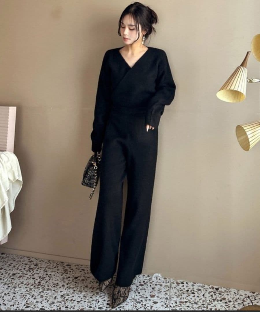 　PARTY　カシュクールニットオールインワン