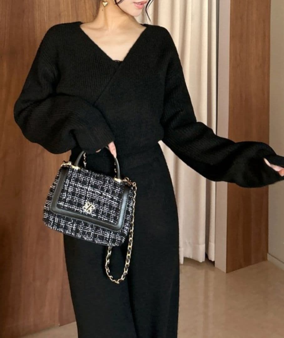 　PARTY　カシュクールニットオールインワン