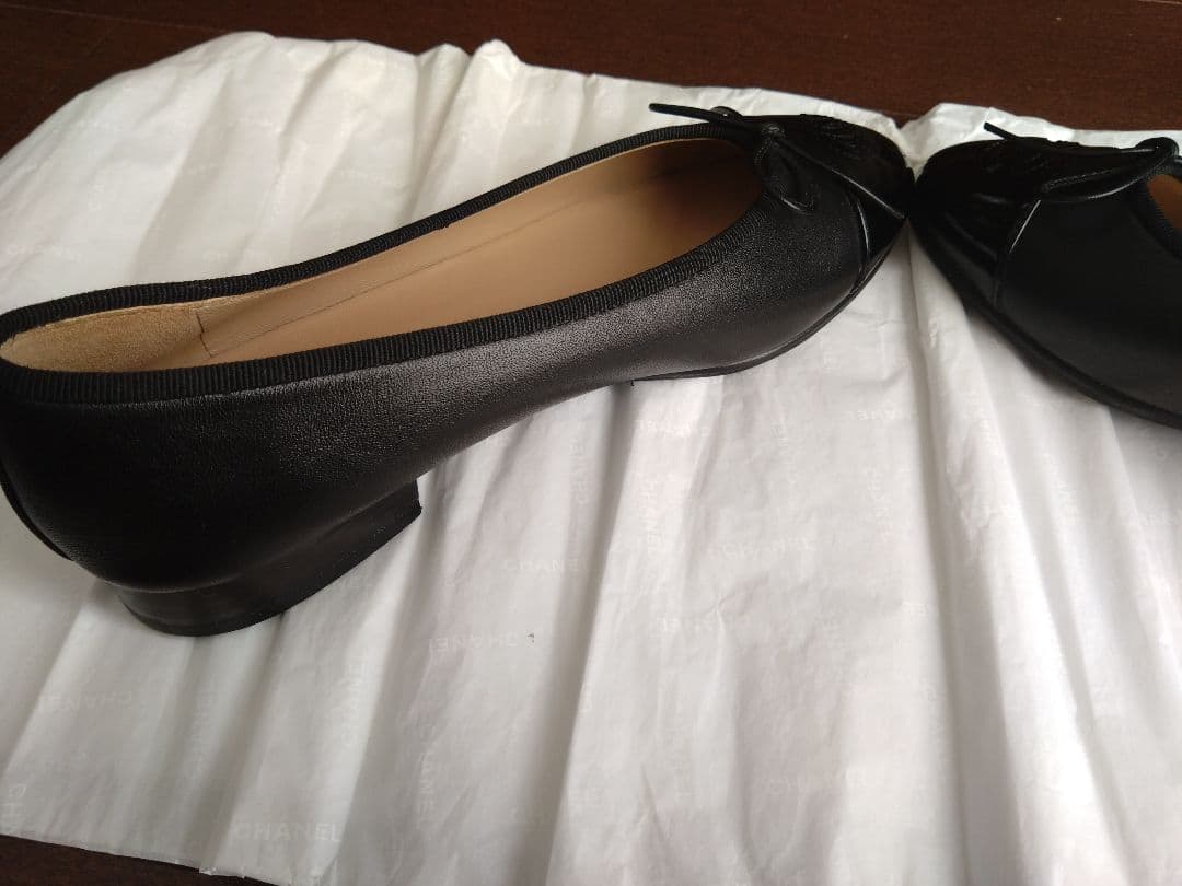 《美品》CHANEL　シャネル　ブラック フラット　バレエシューズ　36.5