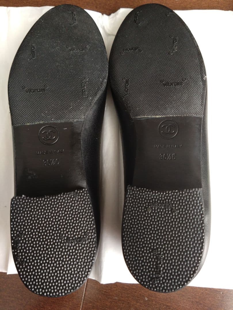 《美品》CHANEL　シャネル　ブラック フラット　バレエシューズ　36.5