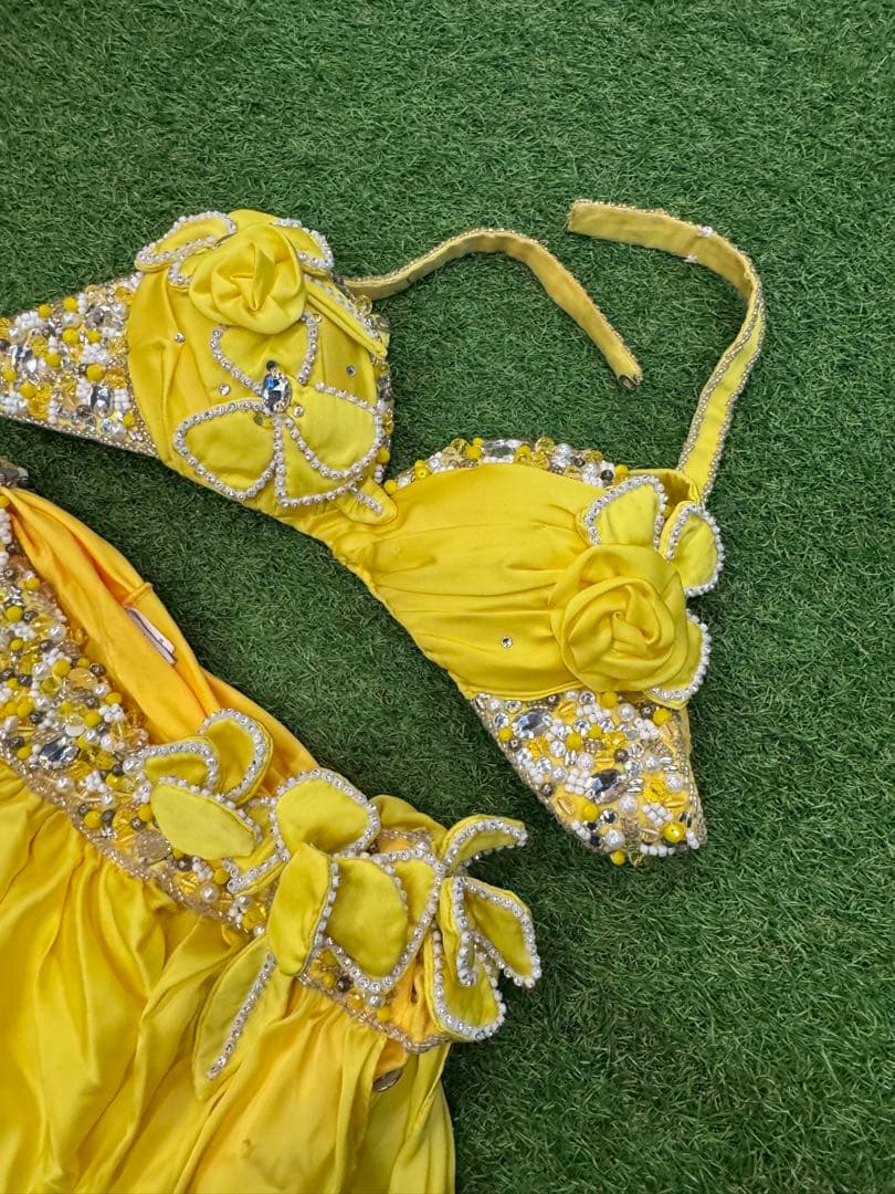 【Emanzaki】ベリーダンス　イマンザキ衣装　ブラ　スカート　イエロー