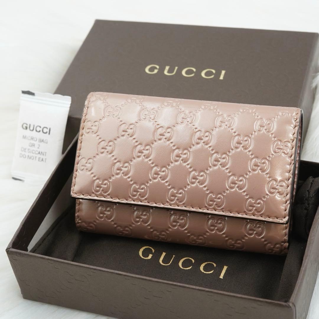 新品未使用品　箱付き　GUCCI グッチ　キーケース　マイクロGG ピンク