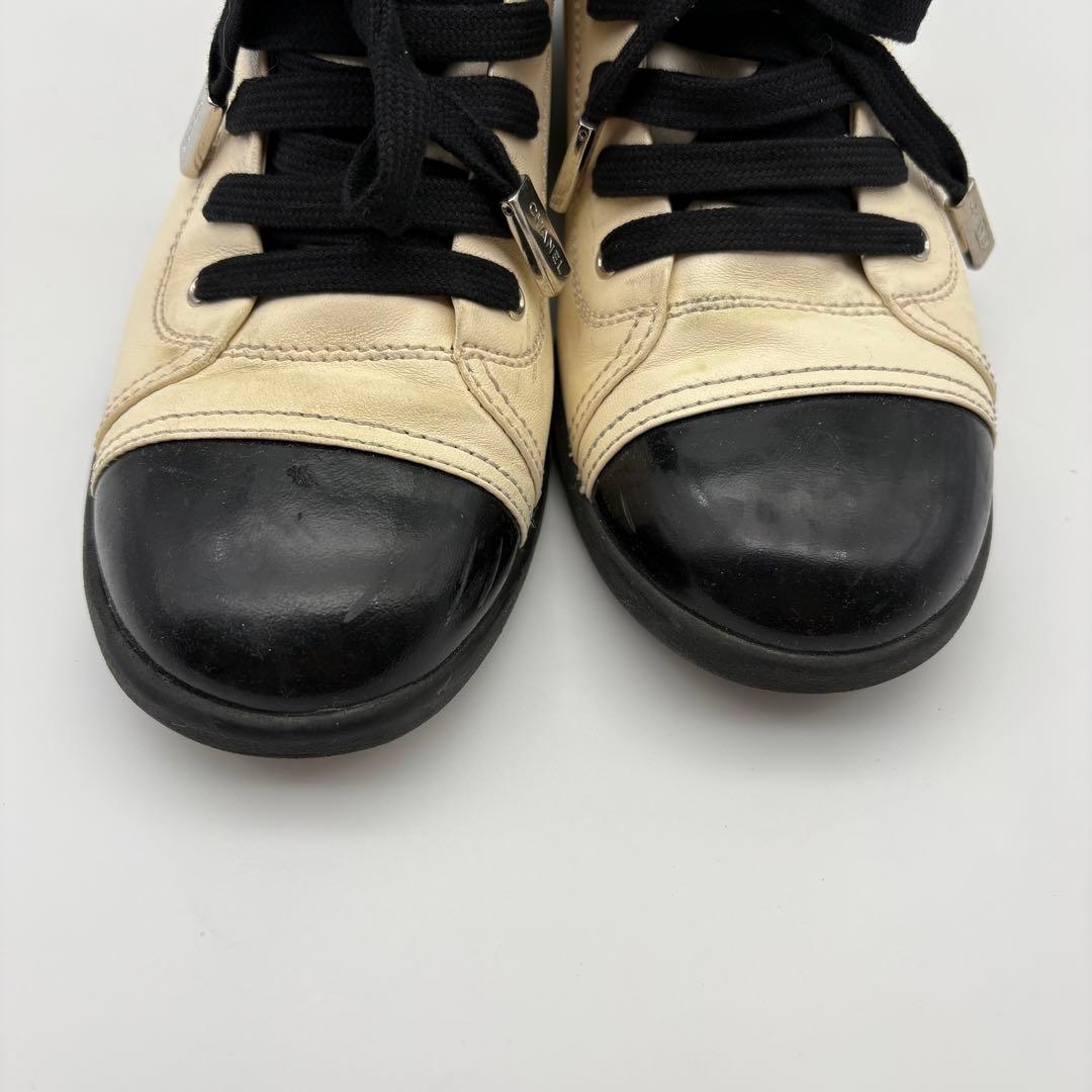 CHANEL シャネル ココマーク スニーカー 37 アイボリー 黒