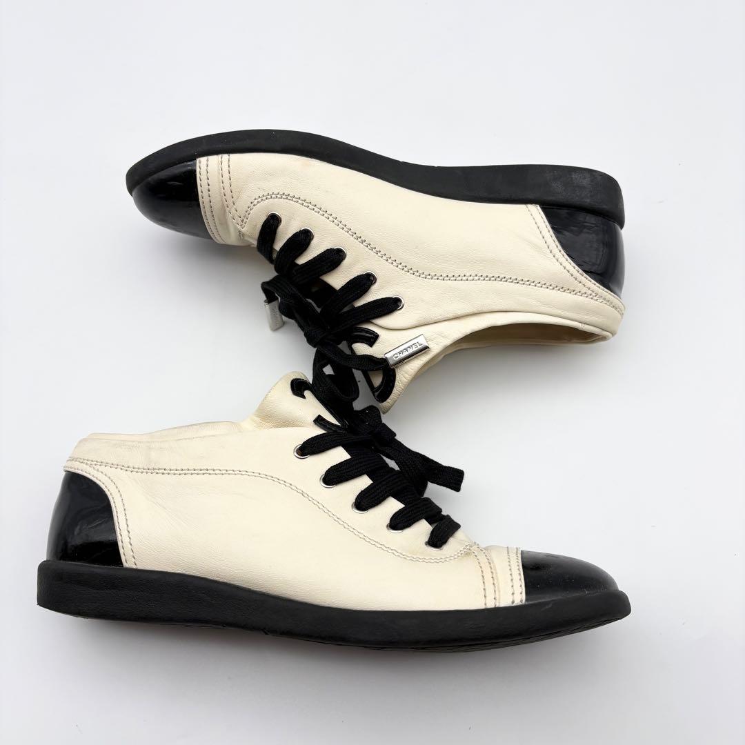 CHANEL シャネル ココマーク スニーカー 37 アイボリー 黒
