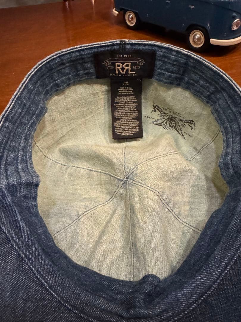 美品サイズL RRLダブルアールエル DENIM NEWSBOY CAP