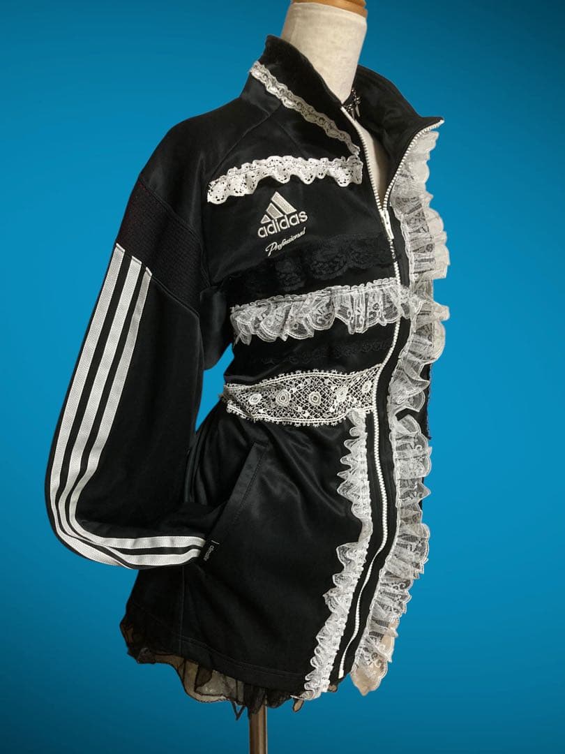 激レアadidas再構築白レースジップトラックy2kフェアリーグランジロック古着