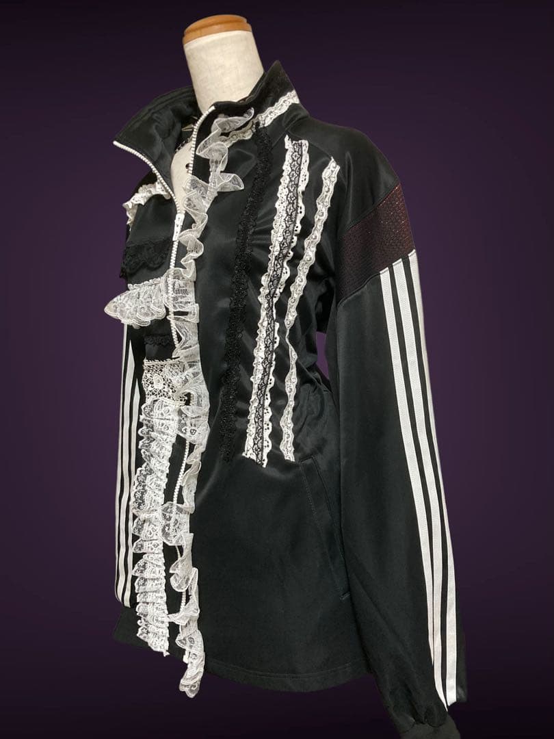 激レアadidas再構築白レースジップトラックy2kフェアリーグランジロック古着