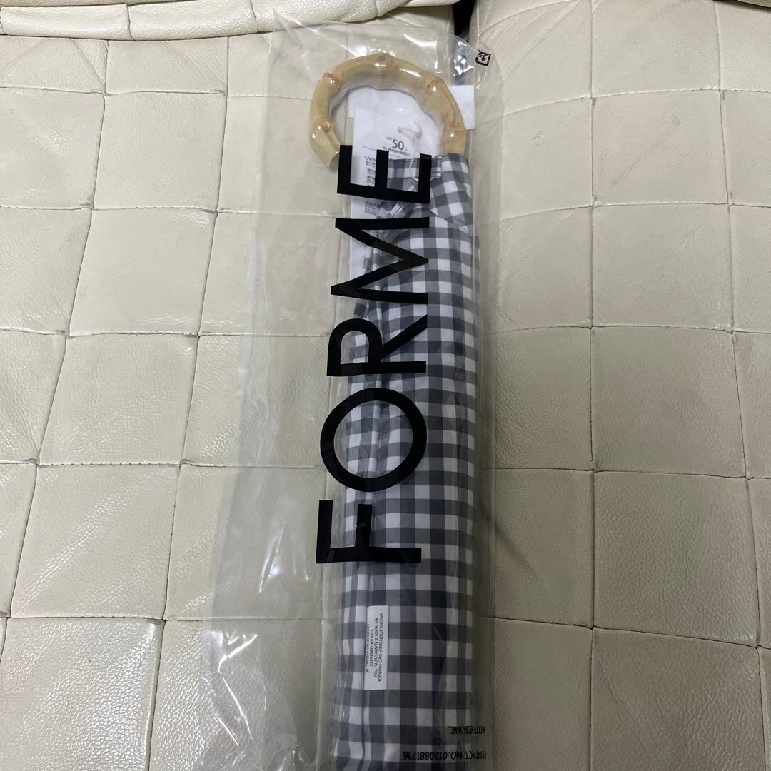 FORME 東原亜希 晴雨兼用折りたたみ　日傘 ブラック ギンガムチェック