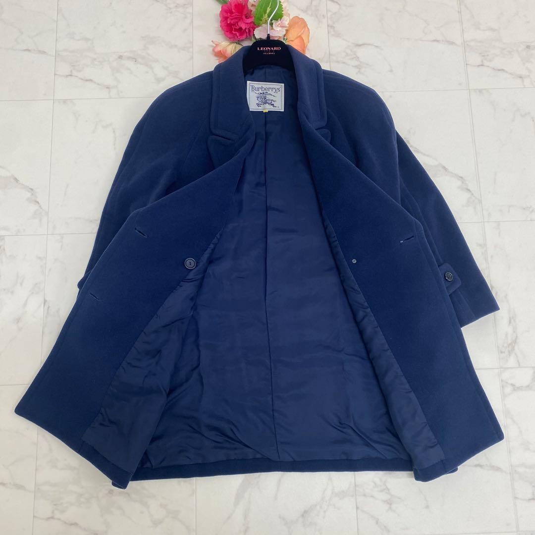 美品✨バーバリー チェスターコート ロングコート カシミヤ ウール ネイビー