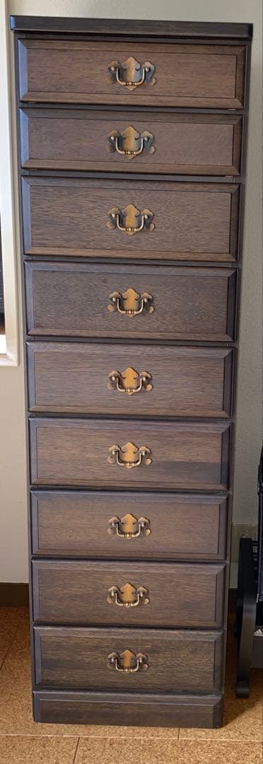 美品　アンティーク調チェスト　ダークブラウン　W44×D45×H148