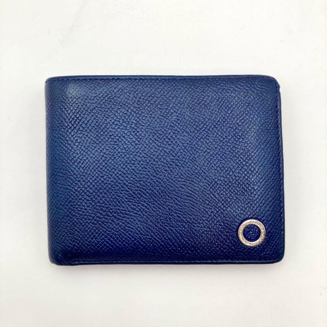 Apple✨ BVLGARI 二つ折り財布 ビーゼロワン ネイビー レザー