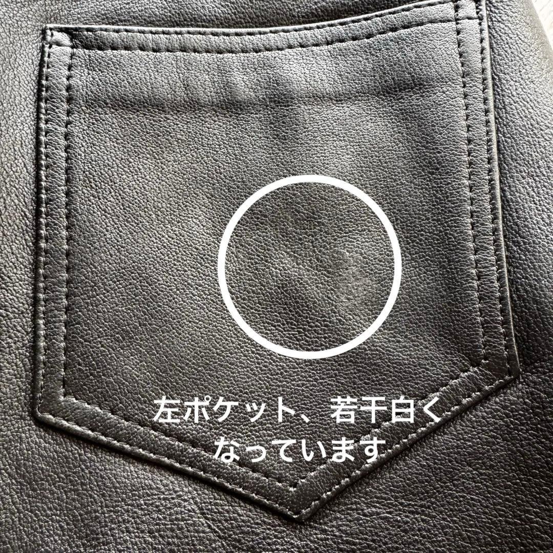 【水牛革】STRAIGHT レザーパンツ　バイクパンツ　黒　本革　パンク