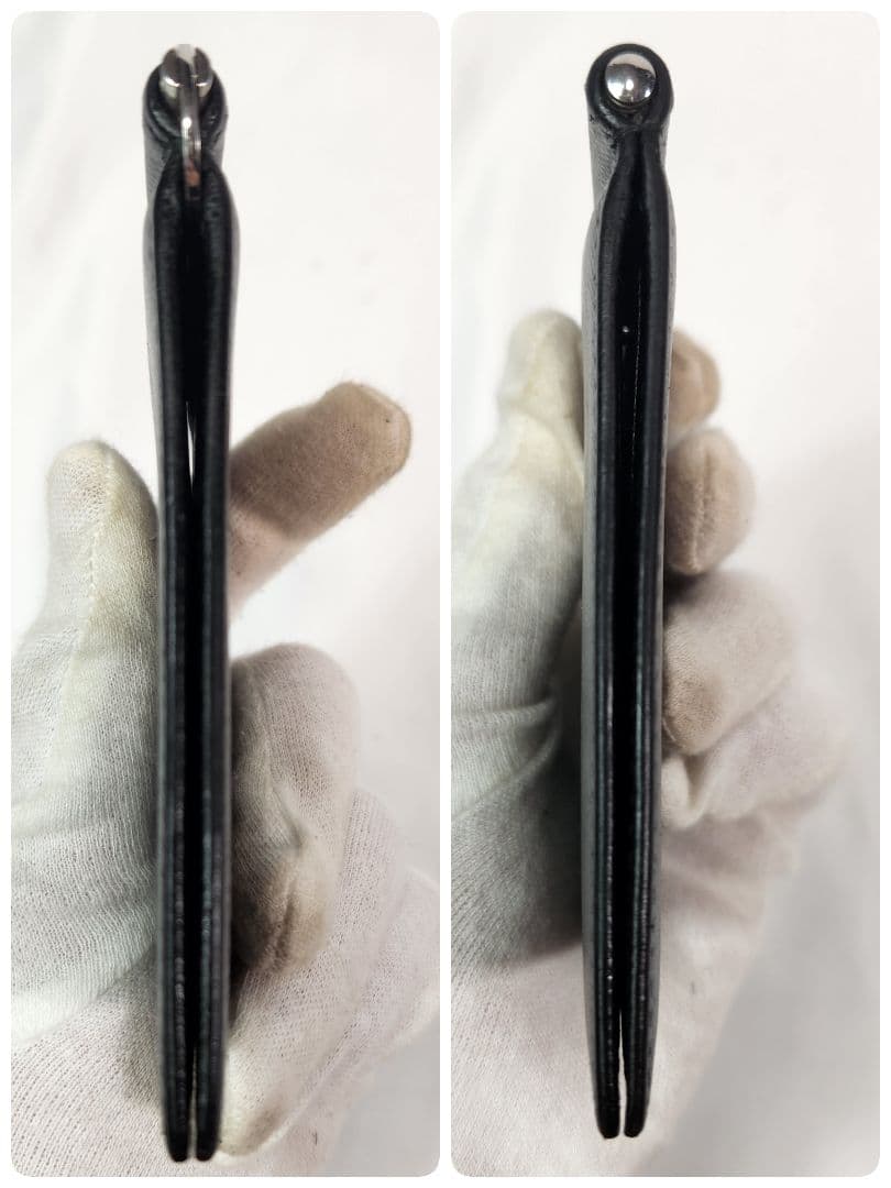 極美品 PRADA マネークリップ ロゴ型押し サフィアーノレザー ブラック