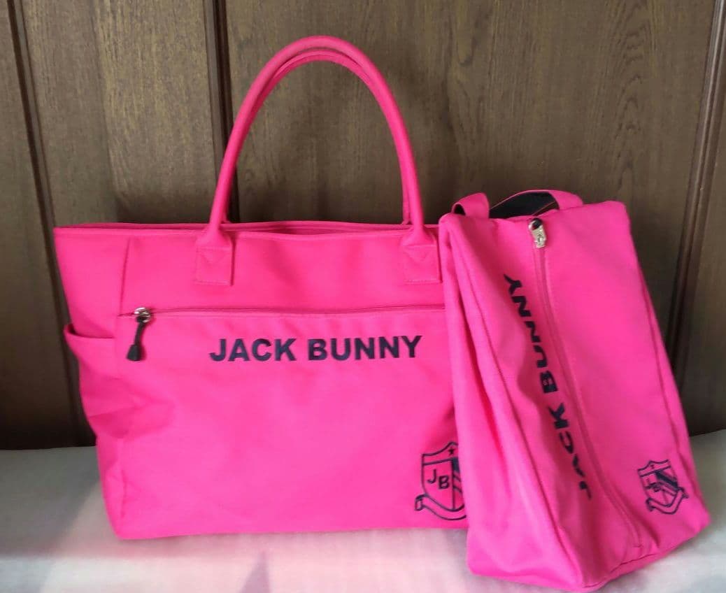 大きめ2wayトート＆ショルダーバッグとシューズバッグセット　ショッキングピンク