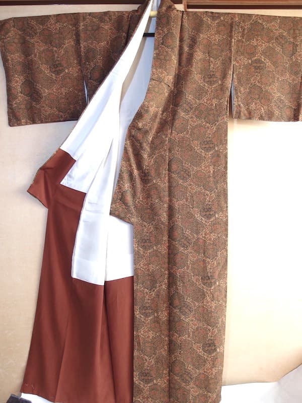 未使用　染め小紋（更紗文）裄65 正絹美品