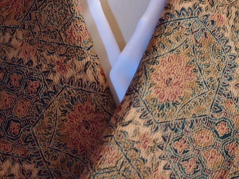 未使用　染め小紋（更紗文）裄65 正絹美品