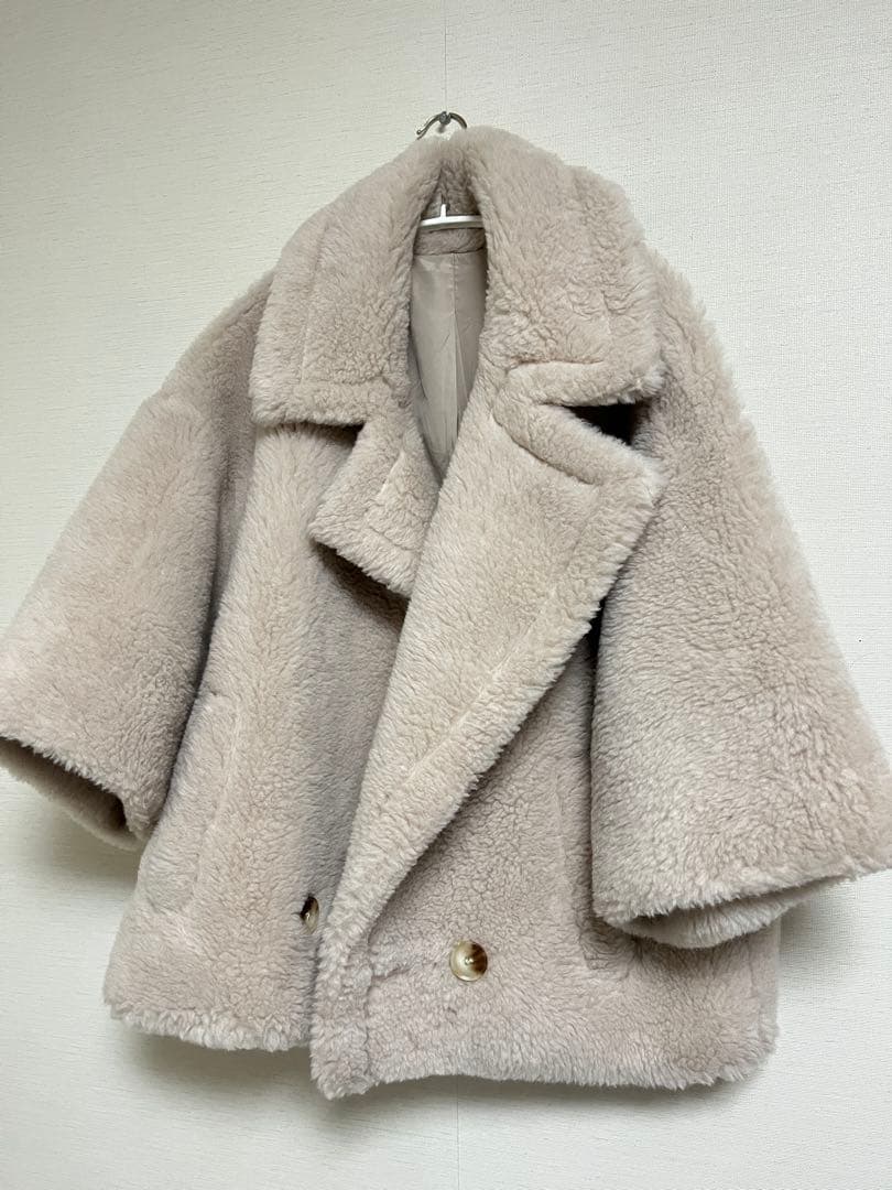 テディテーラードコート　アルパカ素材　ライトベージュ