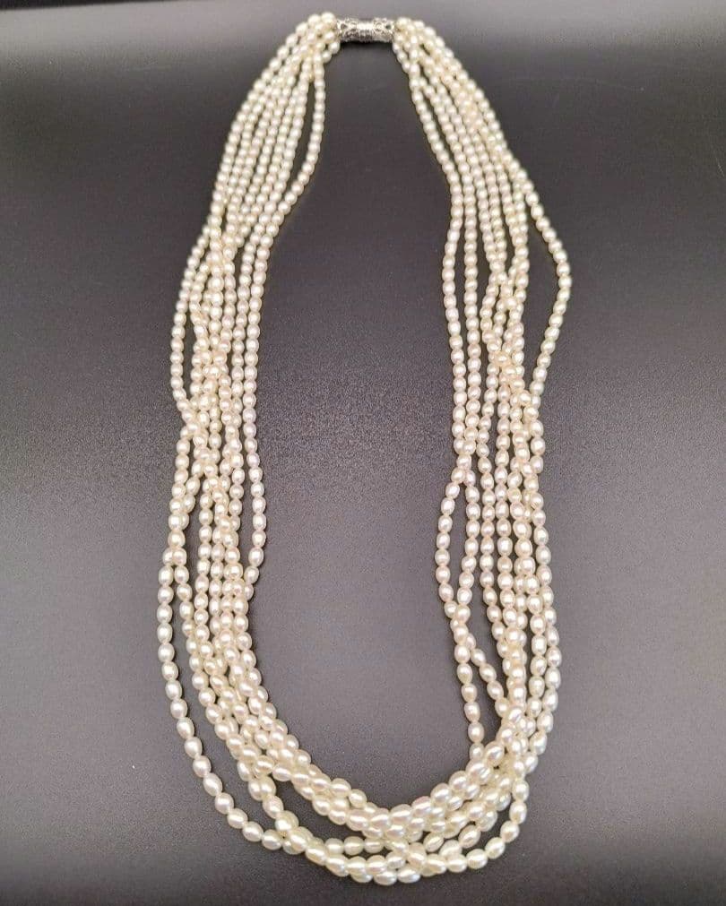 淡水パールネックレス ライス ポテト 照りカジュアル フォーマル シルバー925