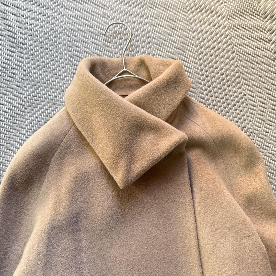 美品 MaxMara 白タグ ウールカシミヤ スタンドネックコート ベージュ M