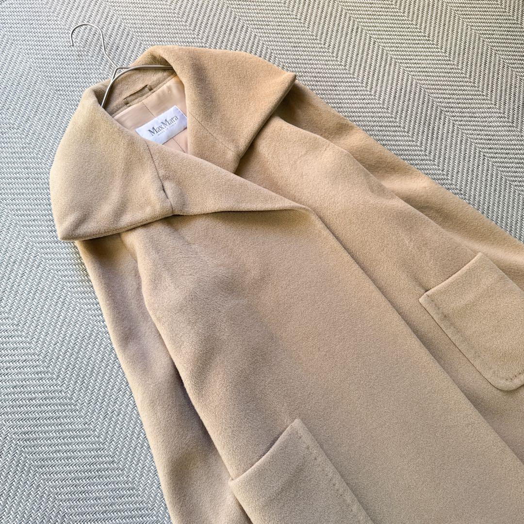 美品 MaxMara 白タグ ウールカシミヤ スタンドネックコート ベージュ M