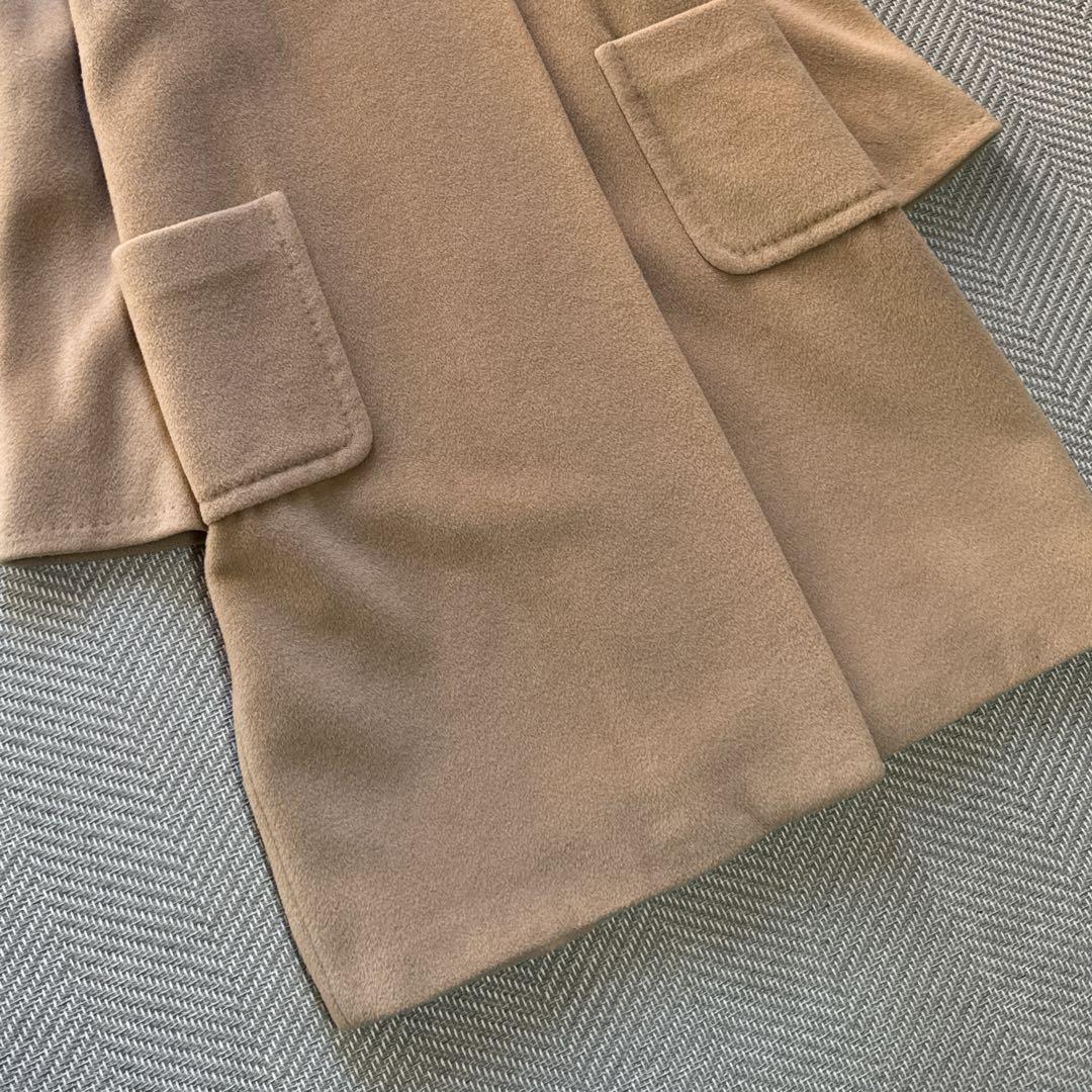 美品 MaxMara 白タグ ウールカシミヤ スタンドネックコート ベージュ M